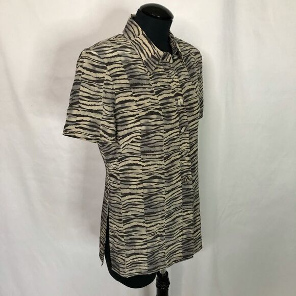 Adrianna Papell Silk Animal Print Blouse - Womens 8P - Picture 3 of 6